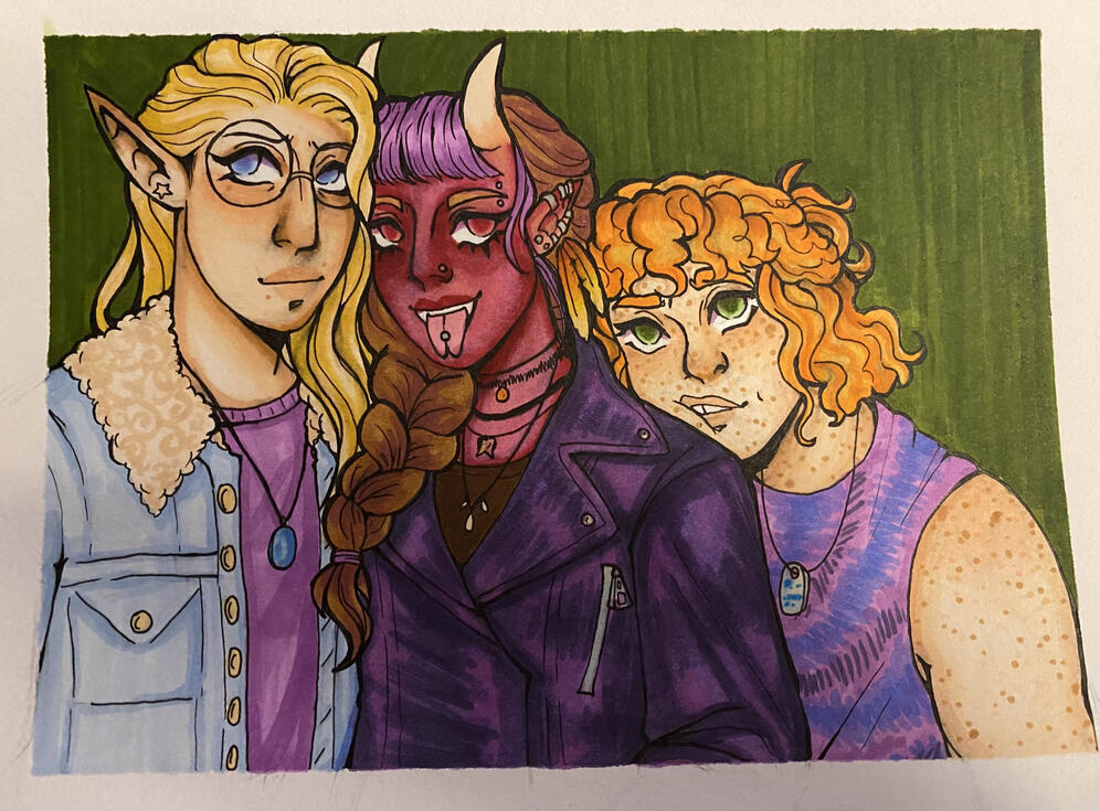 Bad Girls (2025, watercolor paper, ink pens, markers)